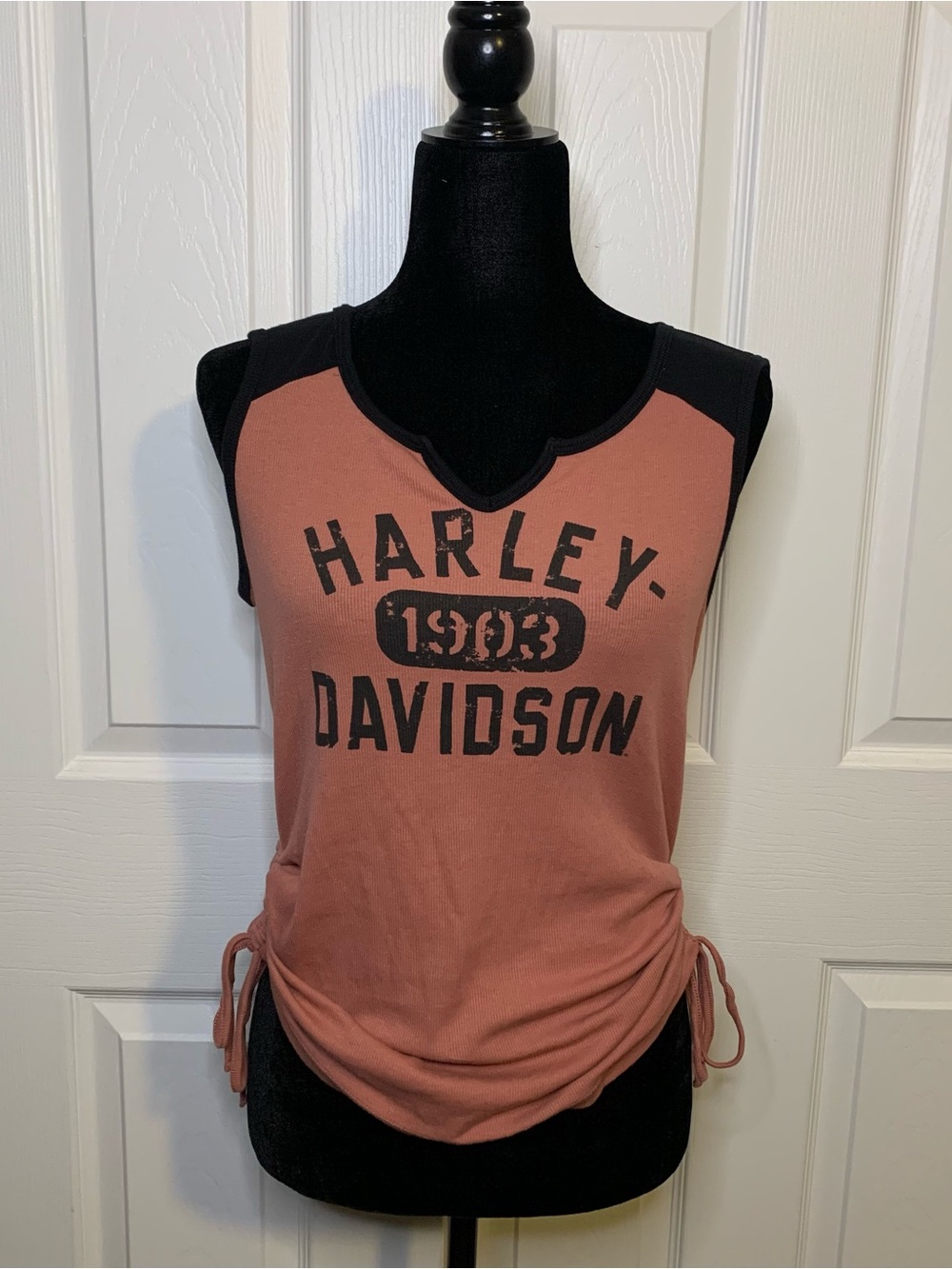 Harley-Davidson Rust and Black Scrunched Sides Tank Top
